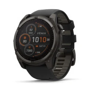 Garmin fēnix® 8 – 51 mm, Solar, Sapphire Carbon Grey DLC Titanium with Black/Pebble Grey silicone band