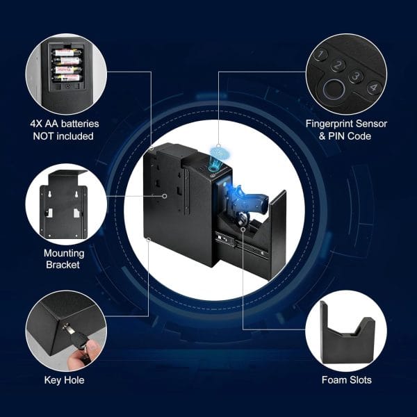 FocusOutdoor® Biometric Fingerprint Slider Handgun Safe - Image 4