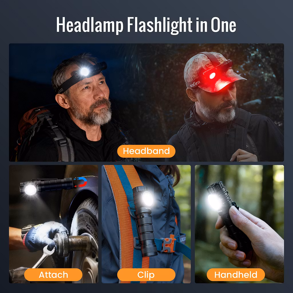 SOFIRN HS43 3200 Lumens Headlamp with Red Light – 184m Throw, 21700 5000mAh, Magnetic Rotary Switch - Image 8